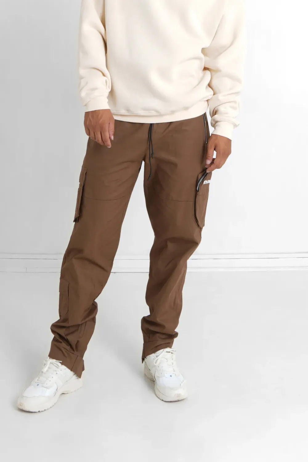 Homme Sixth June Pantalons | Pantalon Cargo Zip Marron Fonce