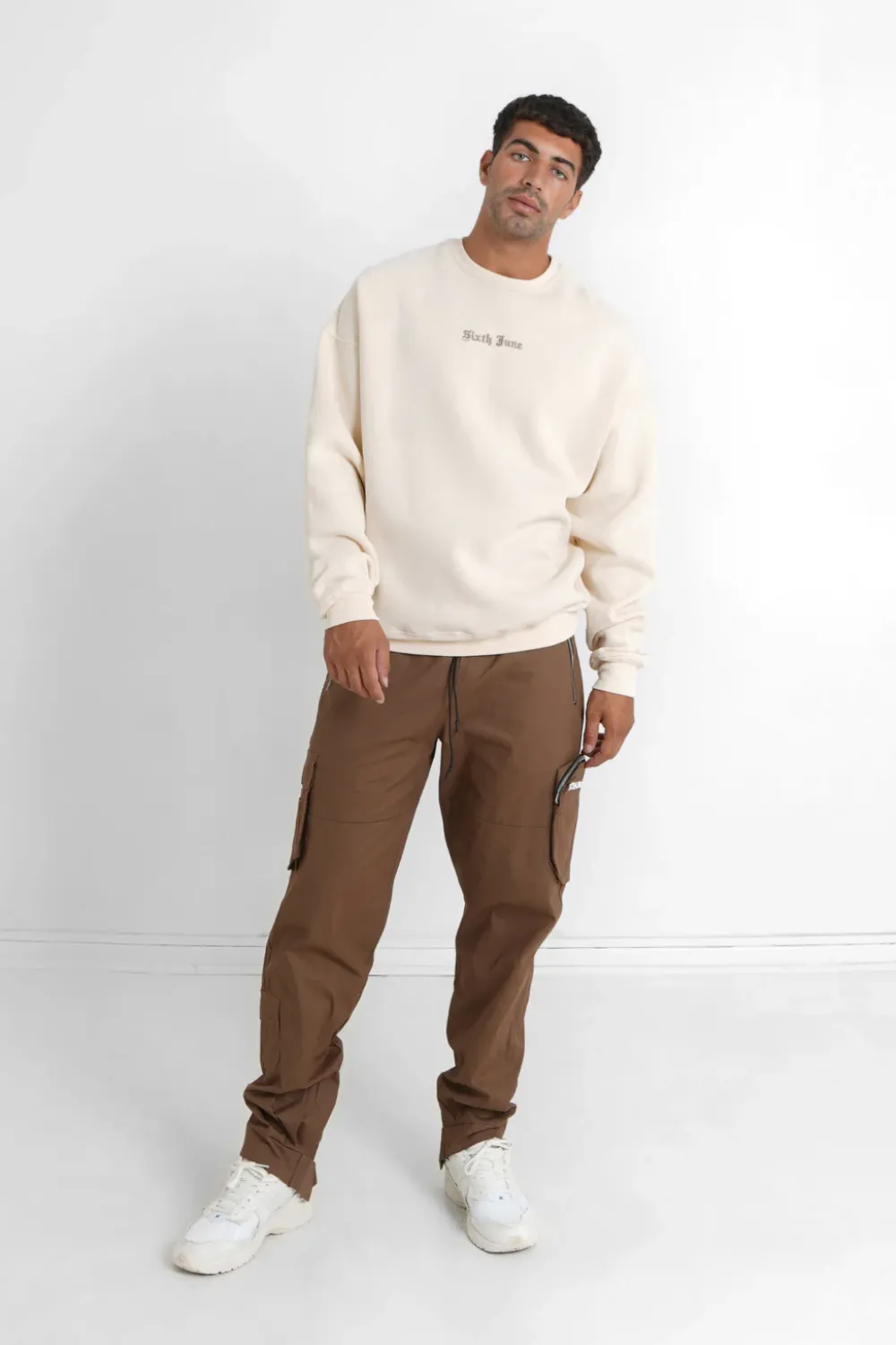 Homme Sixth June Pantalons | Pantalon Cargo Zip Marron Fonce