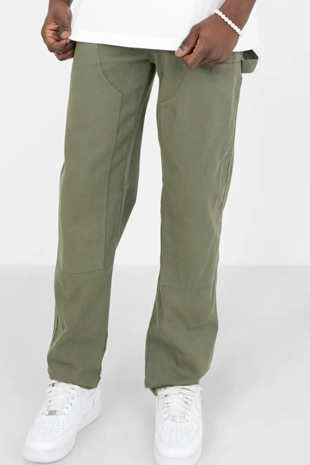 Homme Sixth June Pantalons | Pantalon Carpenter Poches Vert Kaki