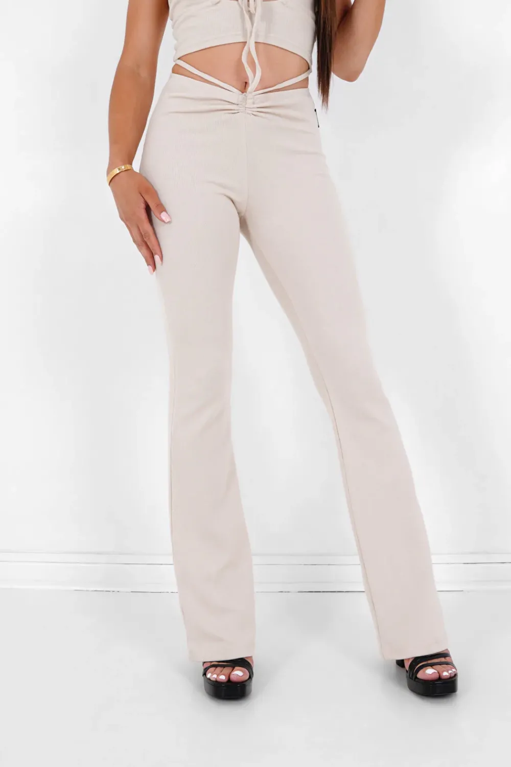 Femme Sixth June Pantalons | Pantalon Cotele Cordons Beige