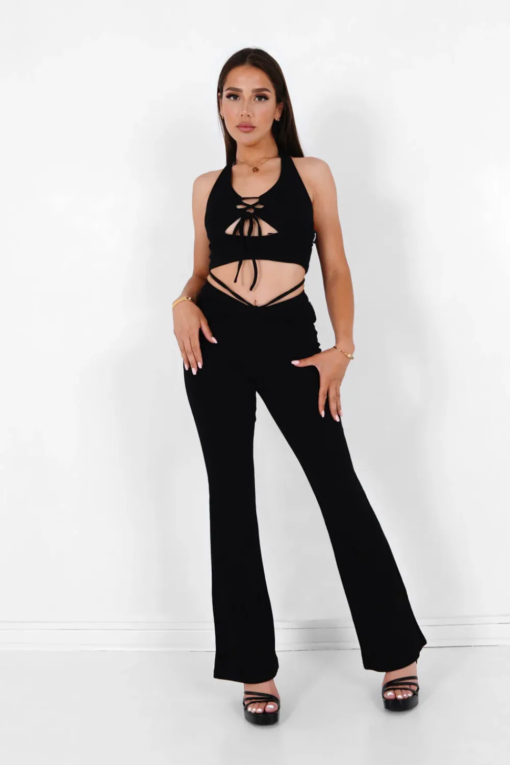 Femme Sixth June Pantalons | Pantalon Cotele Cordons Noir