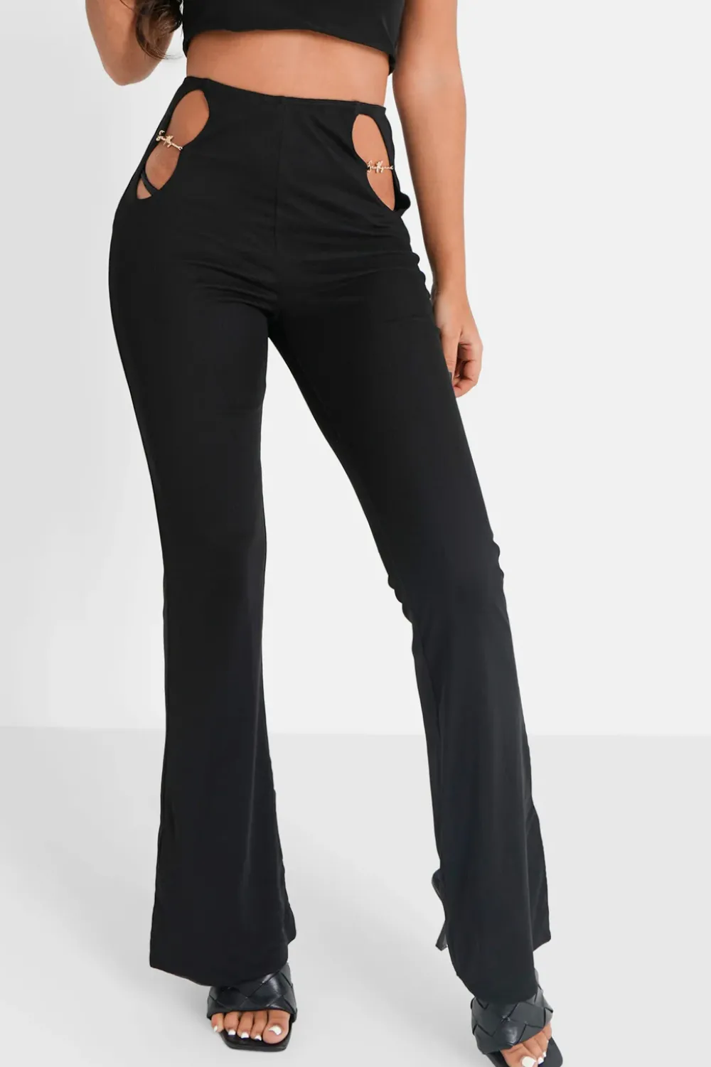 Femme Sixth June Pantalons | Pantalon Flare Bijoux Noir