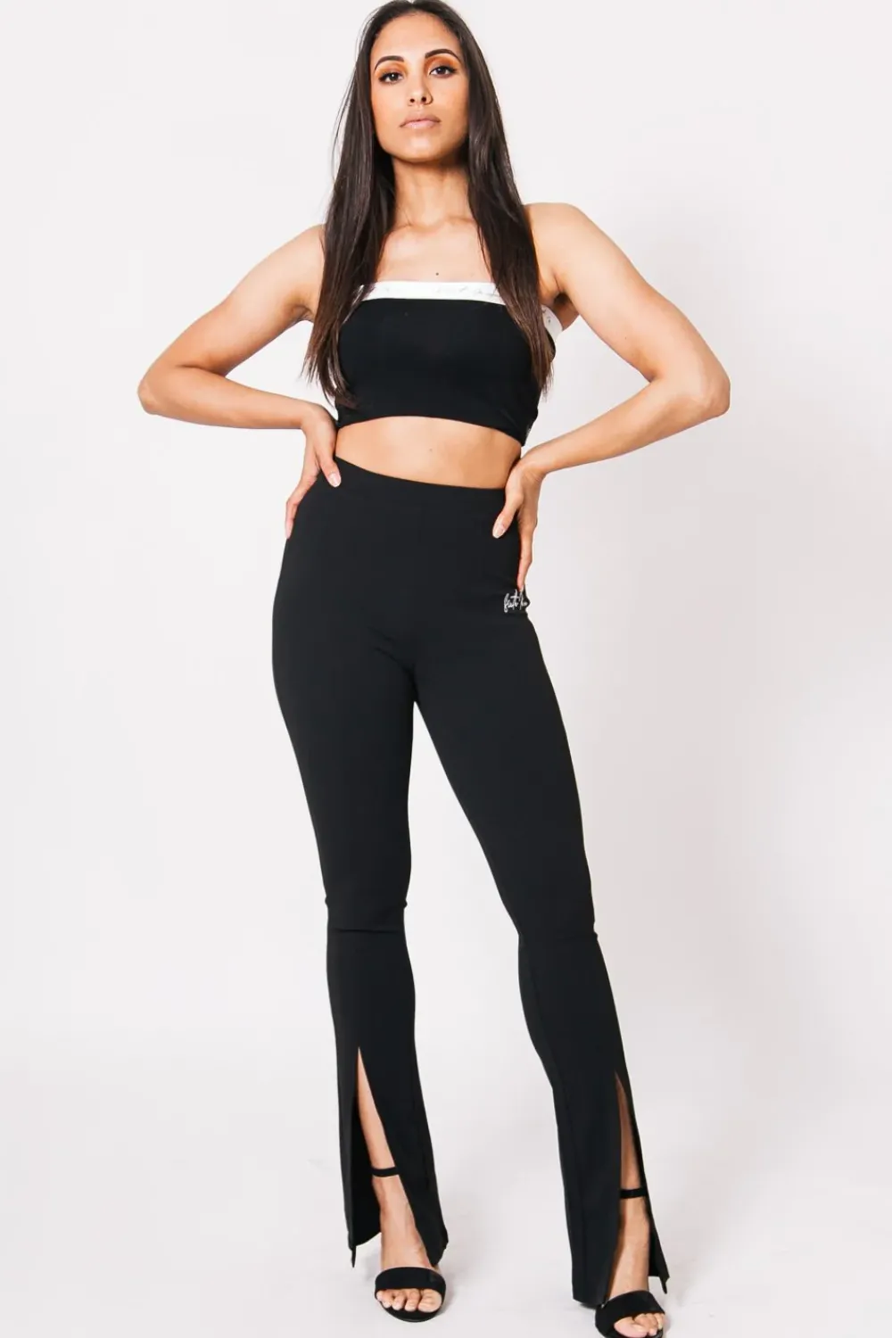 Femme Sixth June Pantalons | Pantalon Flare Fente Noir