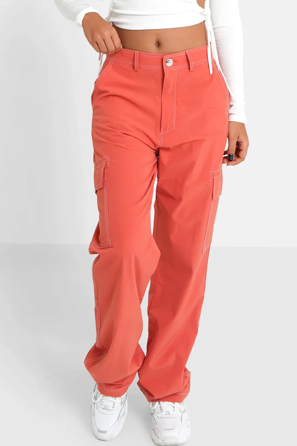 Femme Sixth June Pantalons | Pantalon Fluide Cargo Rose Fonce