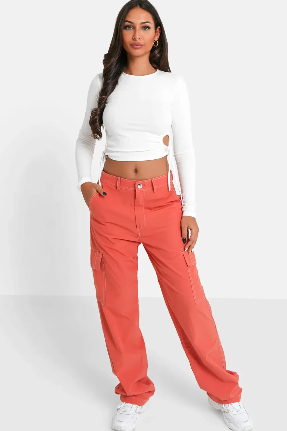 Femme Sixth June Pantalons | Pantalon Fluide Cargo Rose Fonce