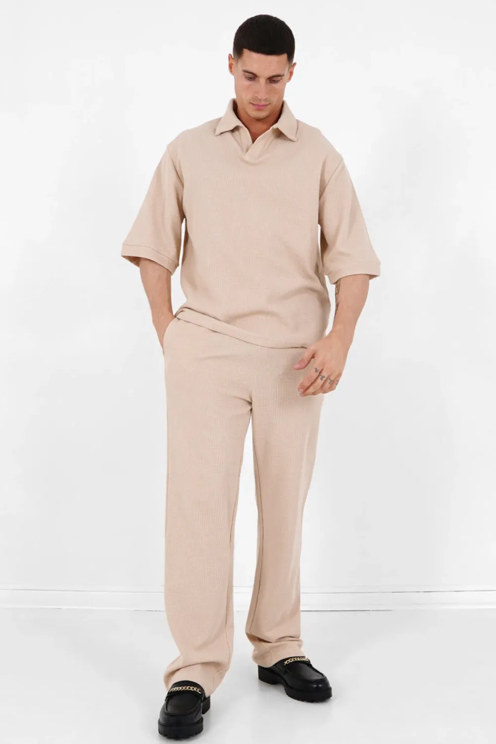 Homme Sixth June Pantalons | Pantalon Gaufre Droit Beige