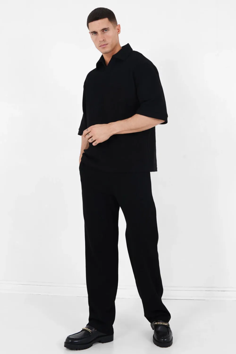 Homme Sixth June Pantalons | Pantalon Gaufre Droit Noir