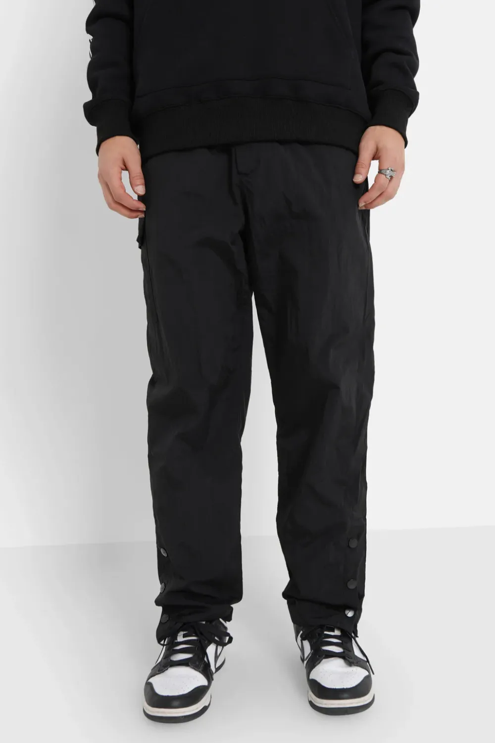 Homme Sixth June Pantalons | Pantalon Leger Boutons Broderie Noir