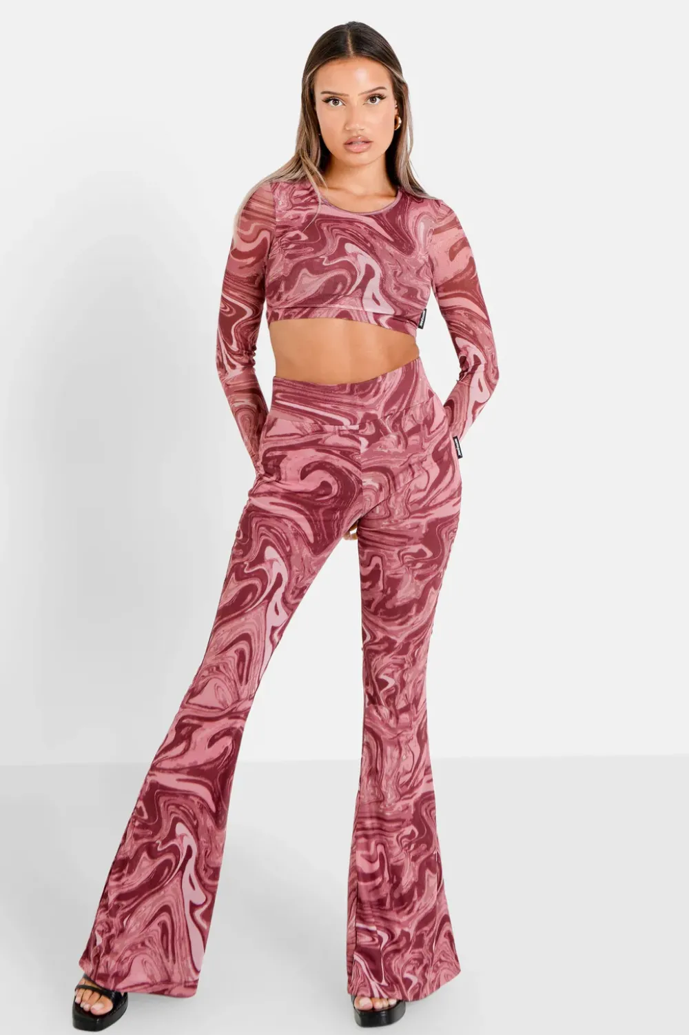 Femme Sixth June Pantalons | Pantalon Mesh Flare Encore Rose