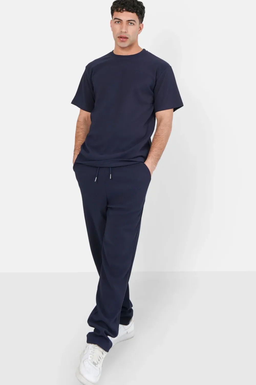 Homme Sixth June Pantalons | Pantalon Plisse Regular Bleu Fonce