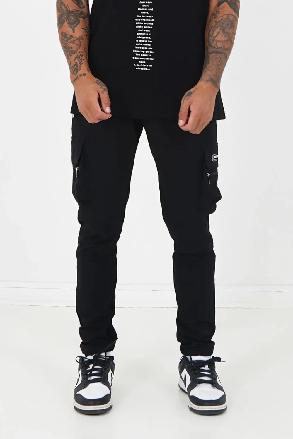 Homme Sixth June Pantalons | Pantalon Poches Cargo Nylon Noir