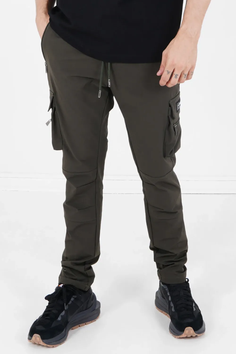 Homme Sixth June Pantalons | Pantalon Poches Cargo Nylon Vert Kaki