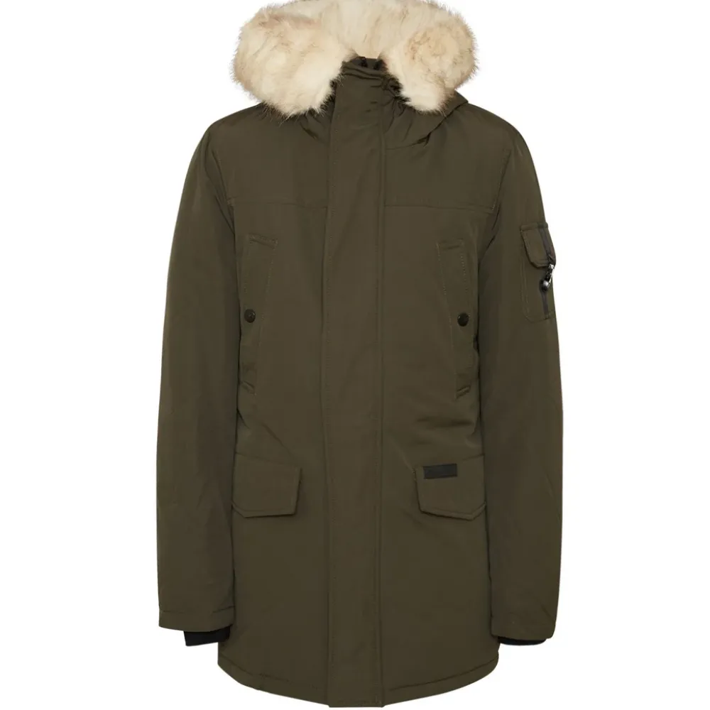 Homme Sixth June Manteaux | Parka Fourrure Deperlante Vert