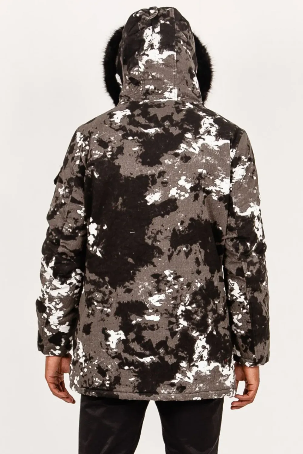 Homme Sixth June Manteaux | Parka Fourrure Imprime Montagne Noir