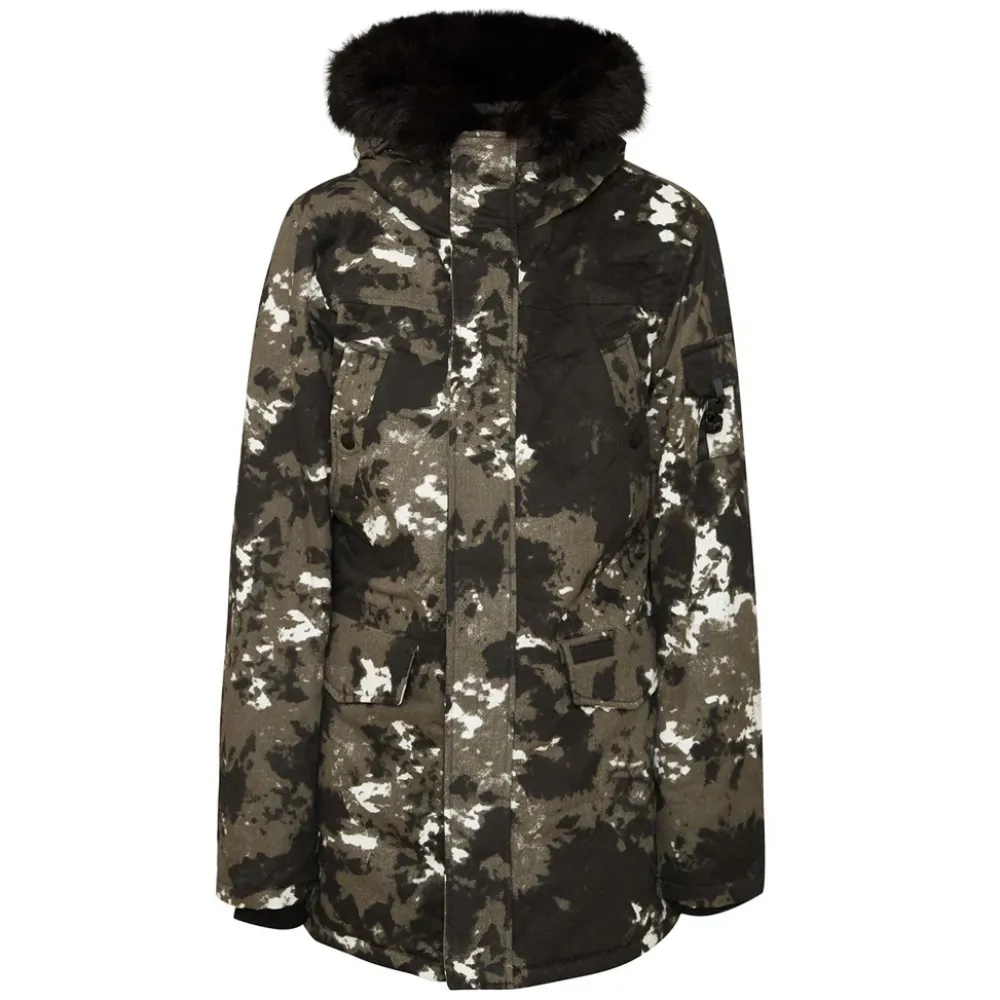 Homme Sixth June Manteaux | Parka Fourrure Imprime Montagne Noir