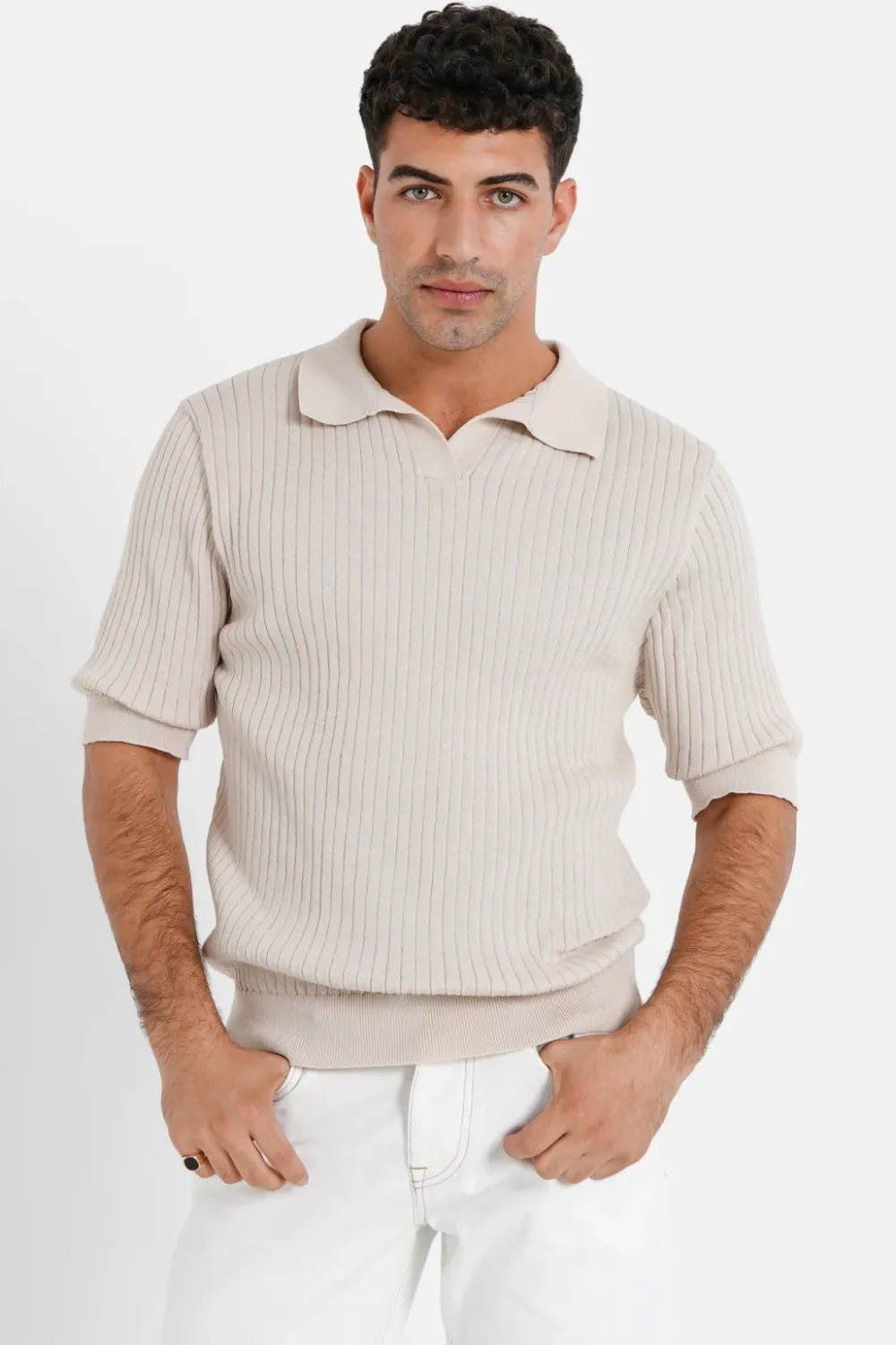 Homme Sixth June Sweats | Polo Cotele Manches Courtes Beige