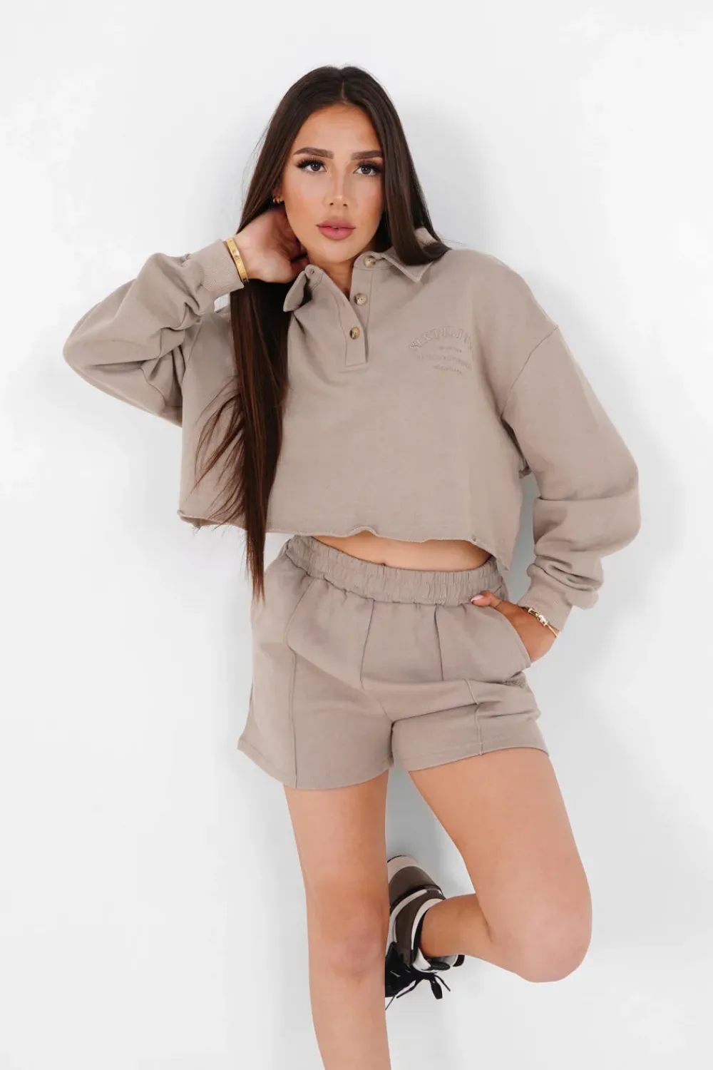 Femme Sixth June Sweats | Polo Court Logo Brode Beige