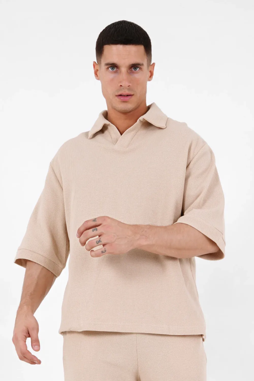 Homme Sixth June Hauts | Polo Gaufre Oversize Beige