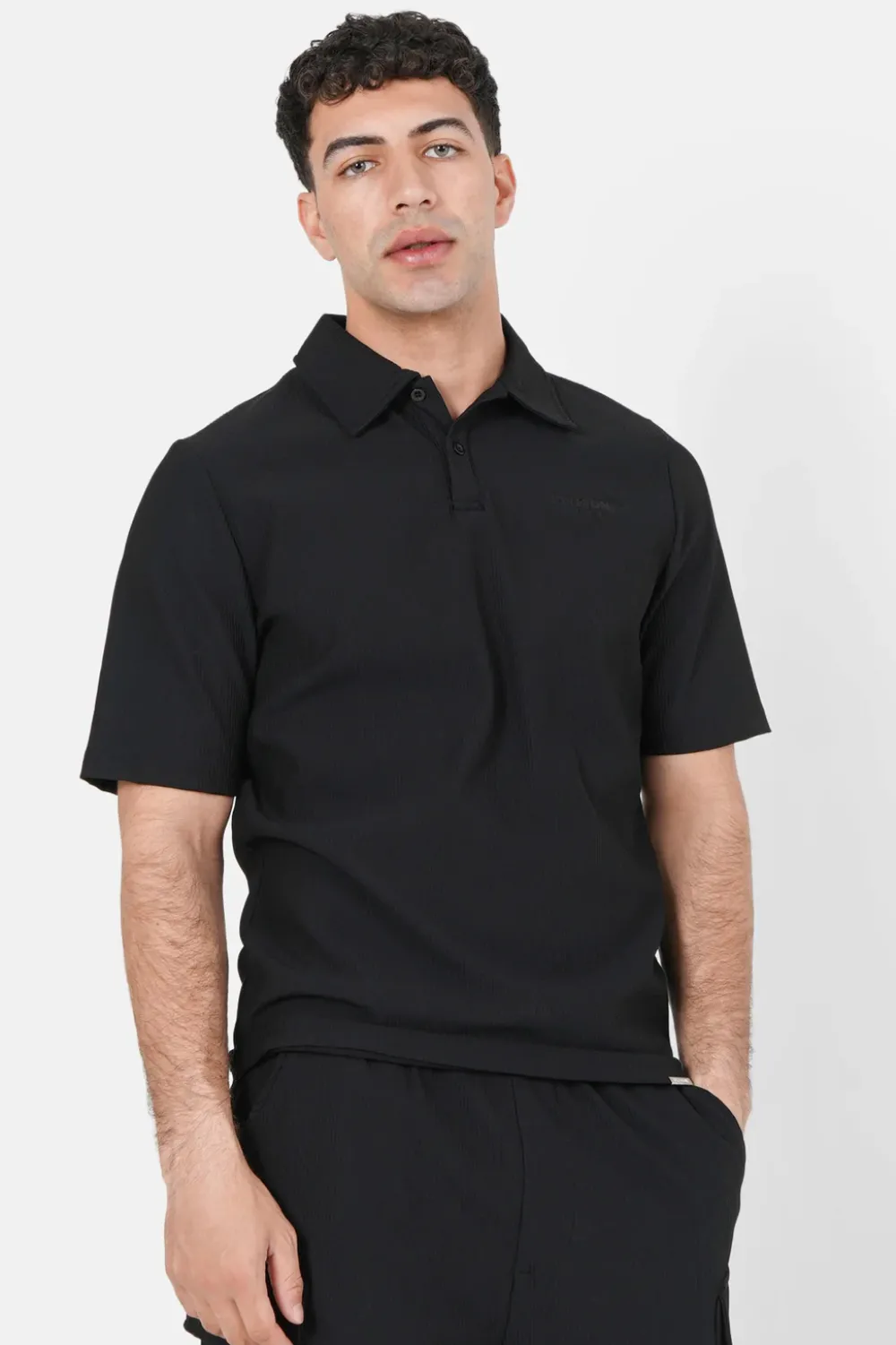 Homme Sixth June Hauts | Polo Plisse Noir