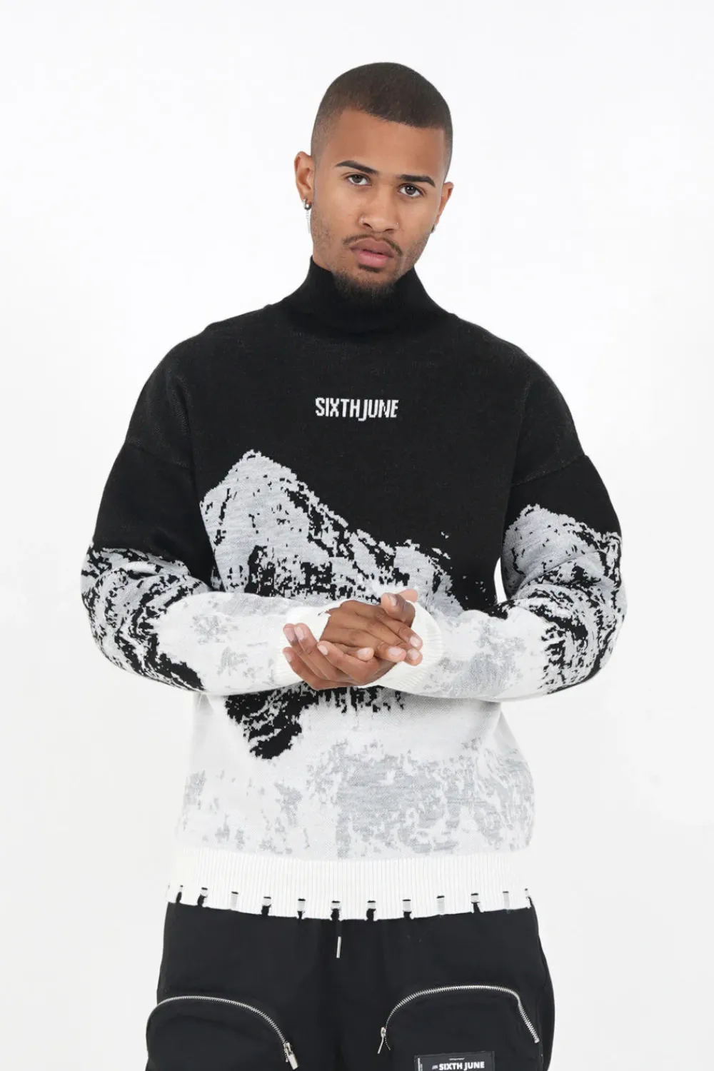 Homme Sixth June Sweats | Pull Imprime Montagne Noir