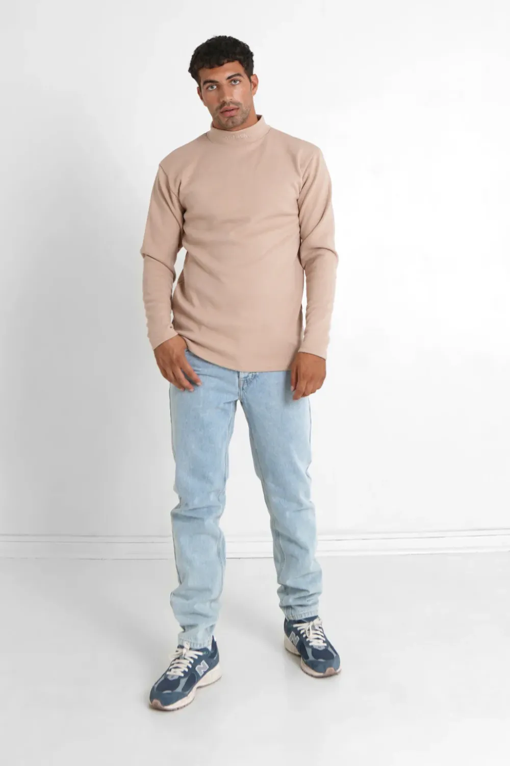 Homme Sixth June Sweats | Pull Maille Logo Brode Beige