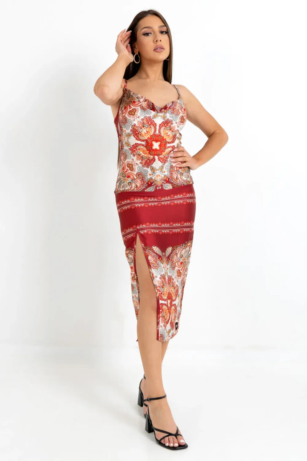 Femme Sixth June Robes | Robe Motif Orientale Rouge Fonce