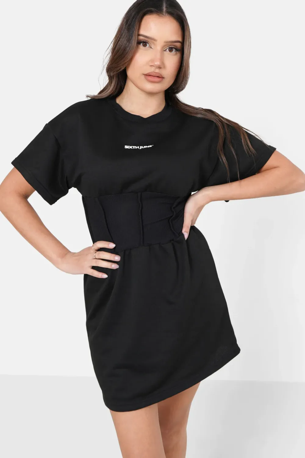 Femme Sixth June Robes | Robe T-Shirt Corset Noir