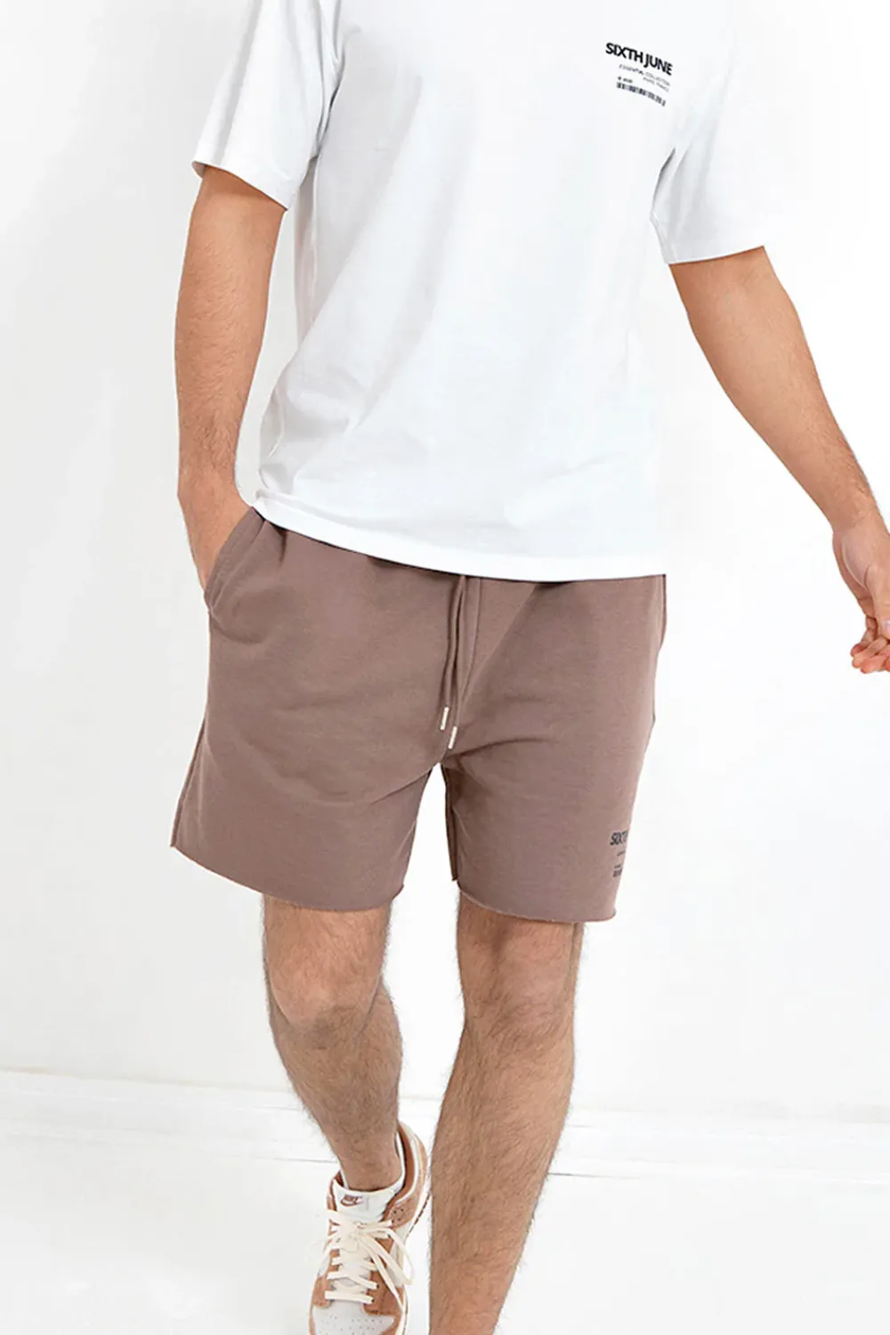 Homme Sixth June Shorts | Short Barcode Bords Francs Marron Fonce