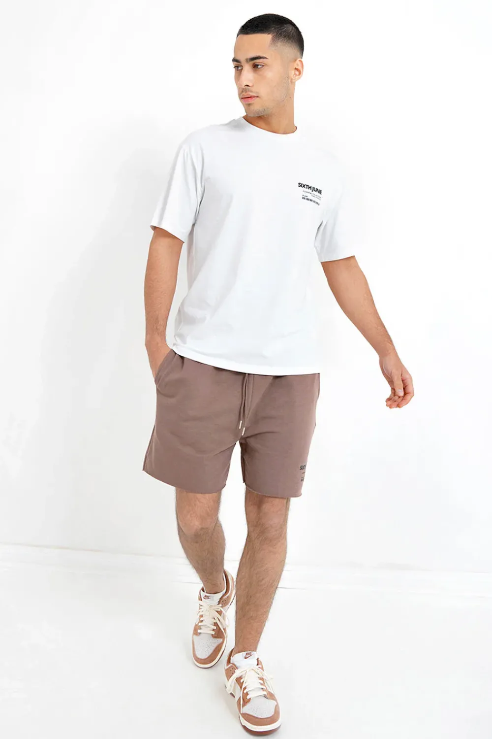 Homme Sixth June Shorts | Short Barcode Bords Francs Marron Fonce