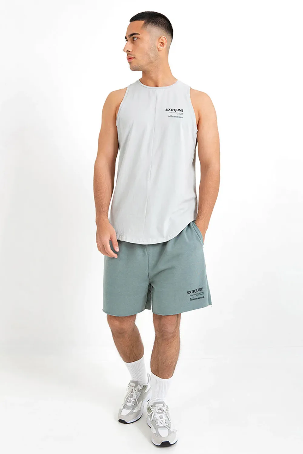 Homme Sixth June Shorts | Short Barcode Bords Francs Vert Fonce