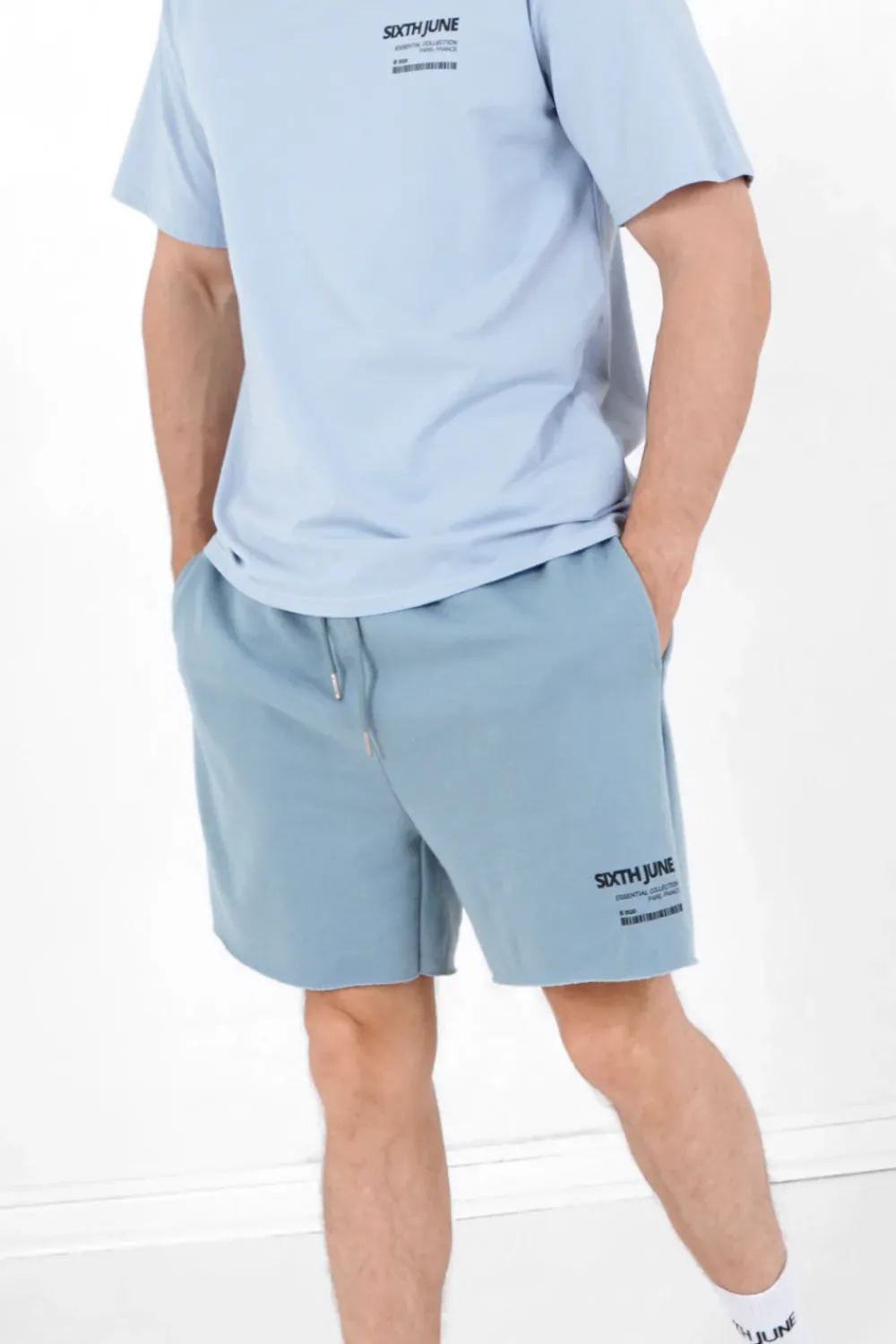 Homme Sixth June Shorts | Short Barecode Bords Francs Bleu