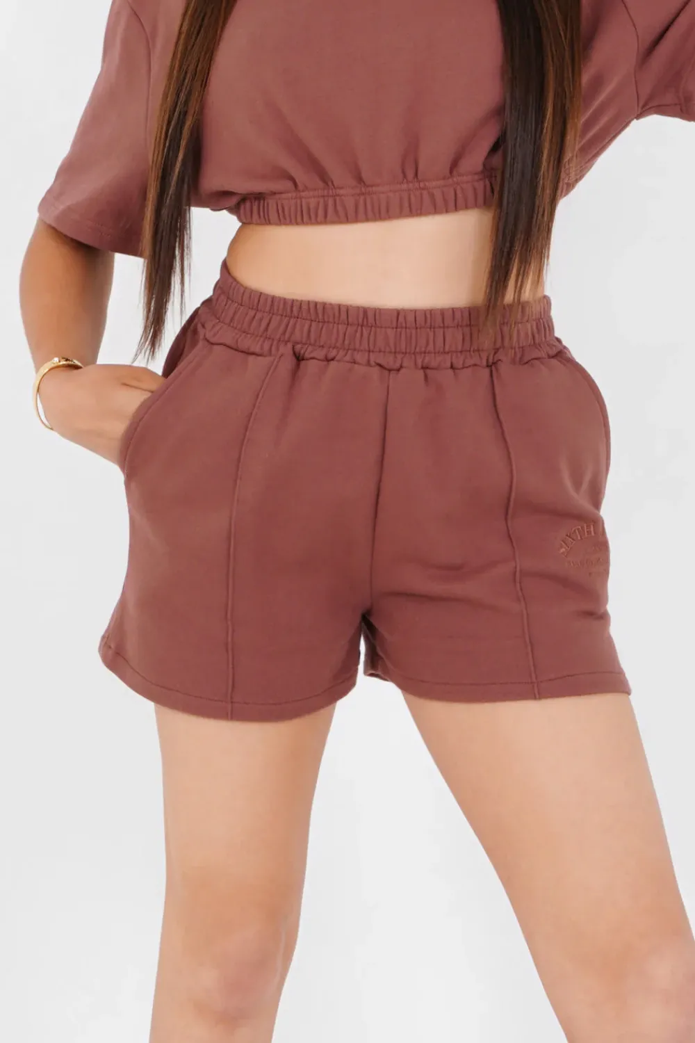 Femme Sixth June Shorts | Short Confort Logo Marron