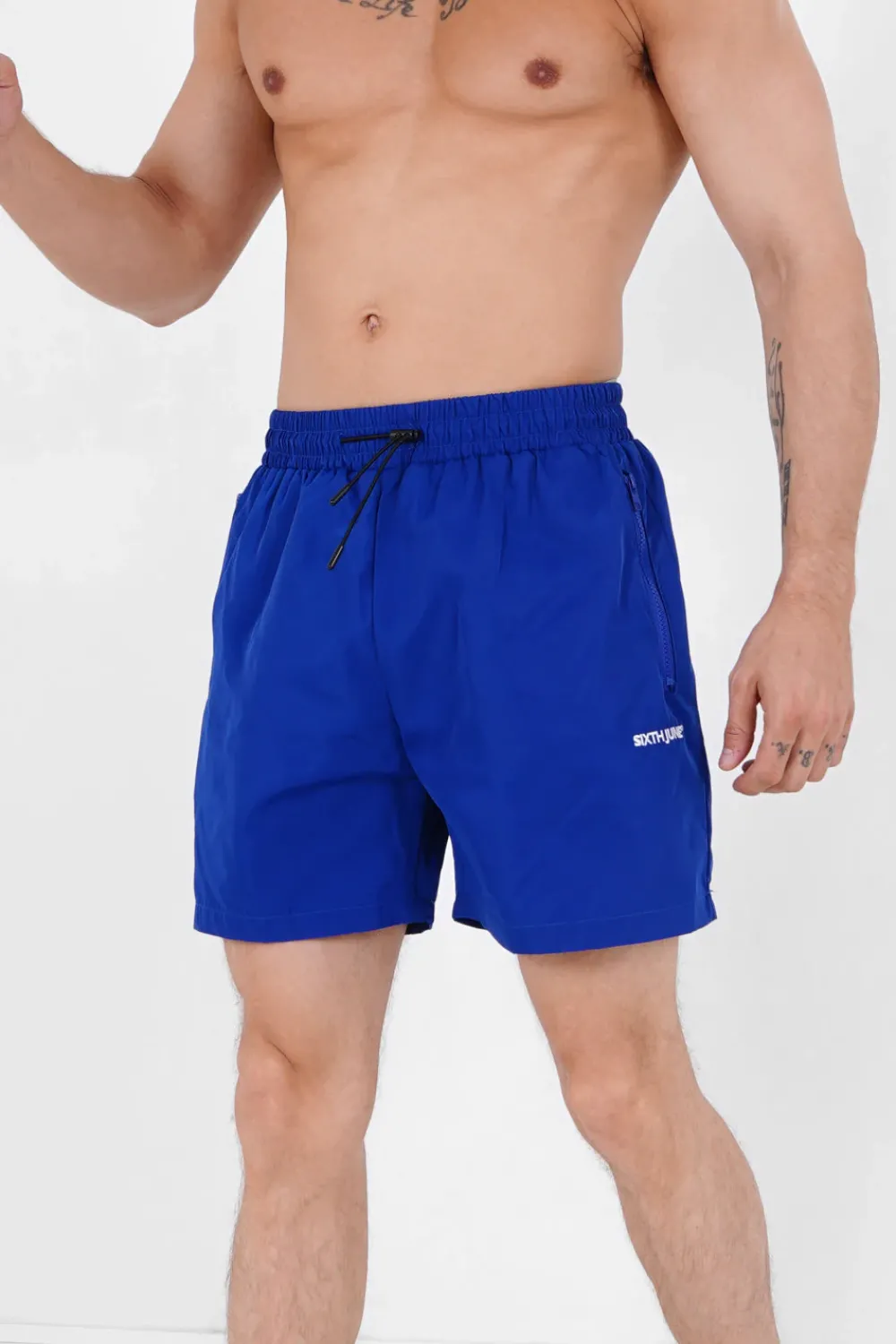 Homme Sixth June Shorts | Short De Bain Logo Bleu Fonce