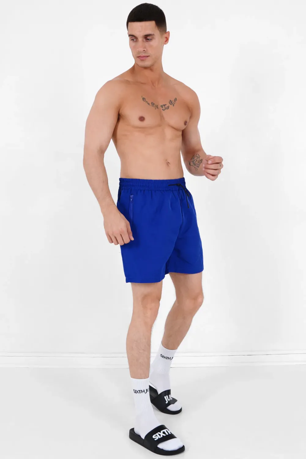 Homme Sixth June Shorts | Short De Bain Logo Bleu Fonce