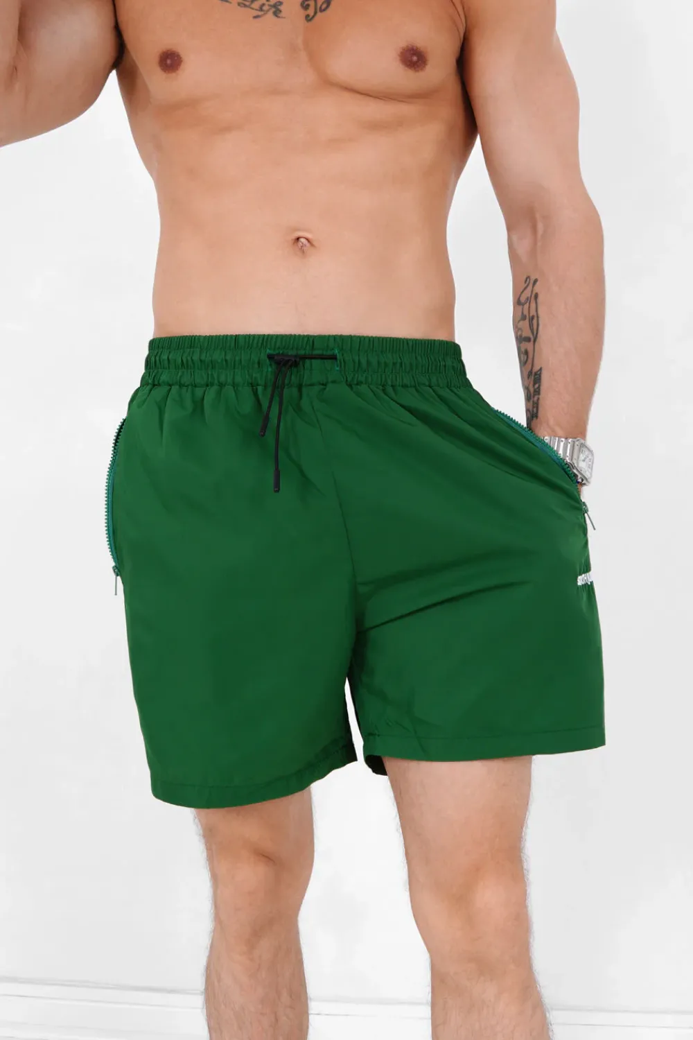 Homme Sixth June Shorts | Short De Bain Logo Vert Fonce