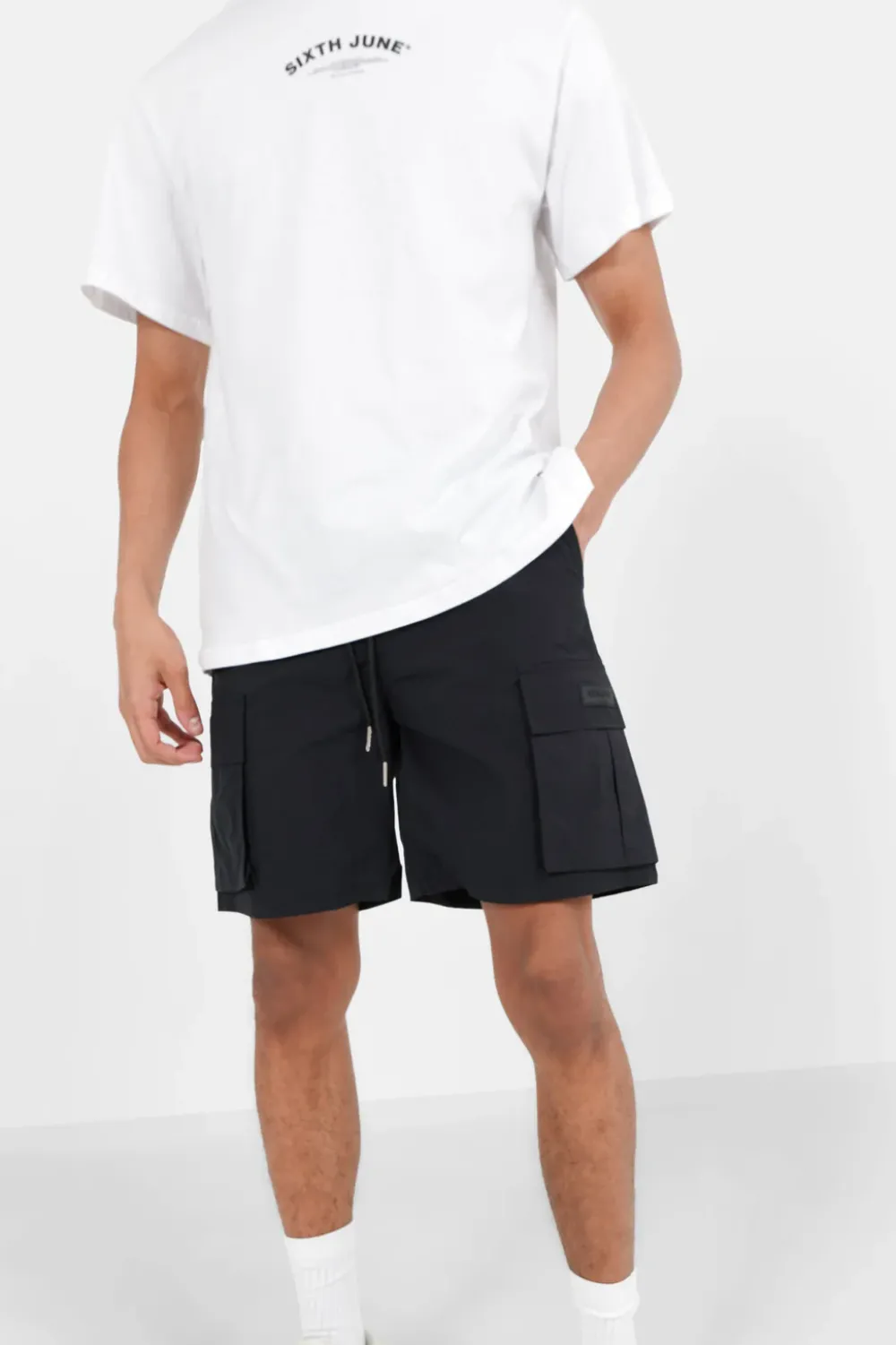 Homme Sixth June Shorts | Short De Bain Poches Cargo Noir