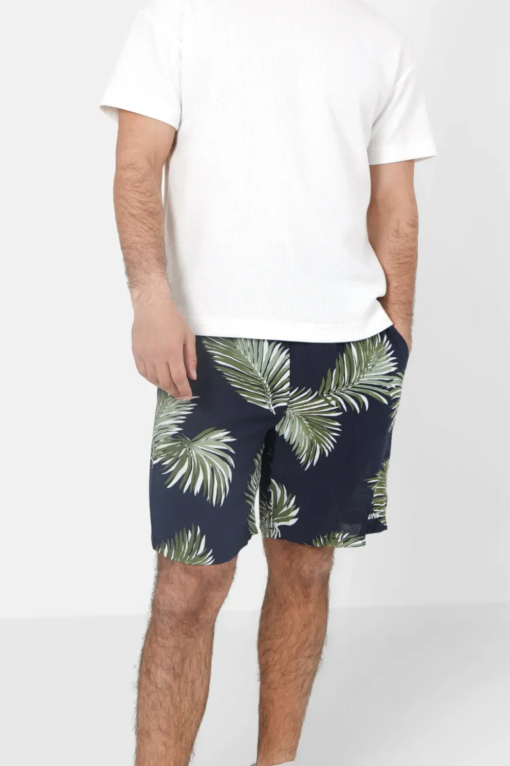 Homme Sixth June Shorts | Short Fluide Motif Tropical Bleu Fonce