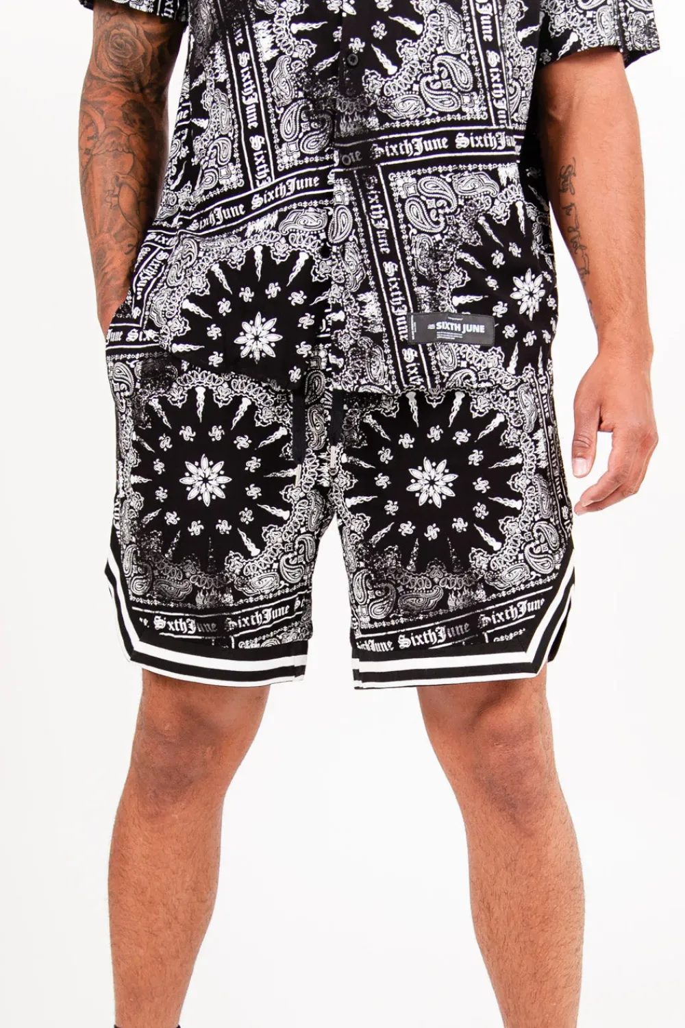 Homme Sixth June Shorts | Short Imprime Bandana All-Over Noir