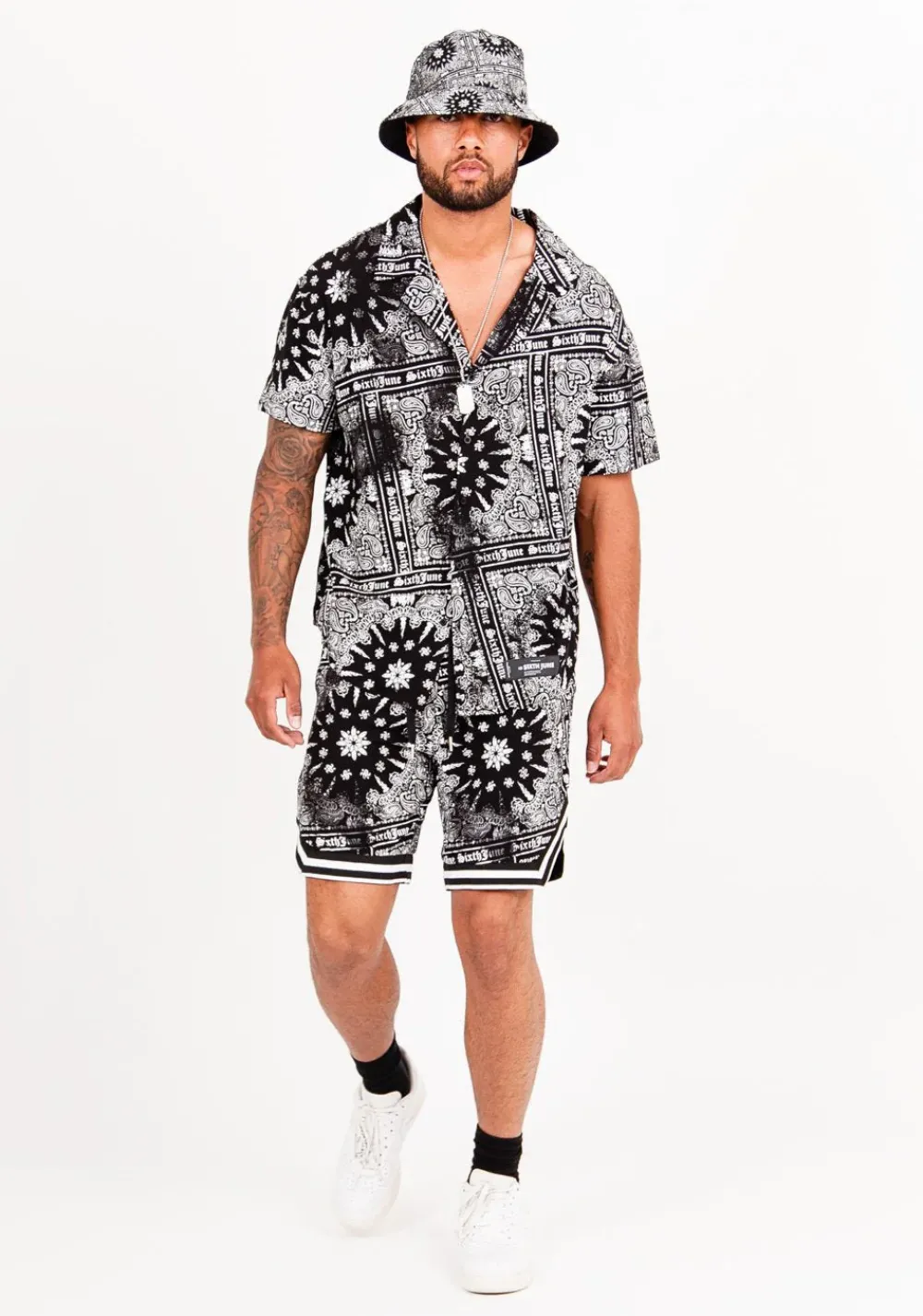 Homme Sixth June Shorts | Short Imprime Bandana All-Over Noir