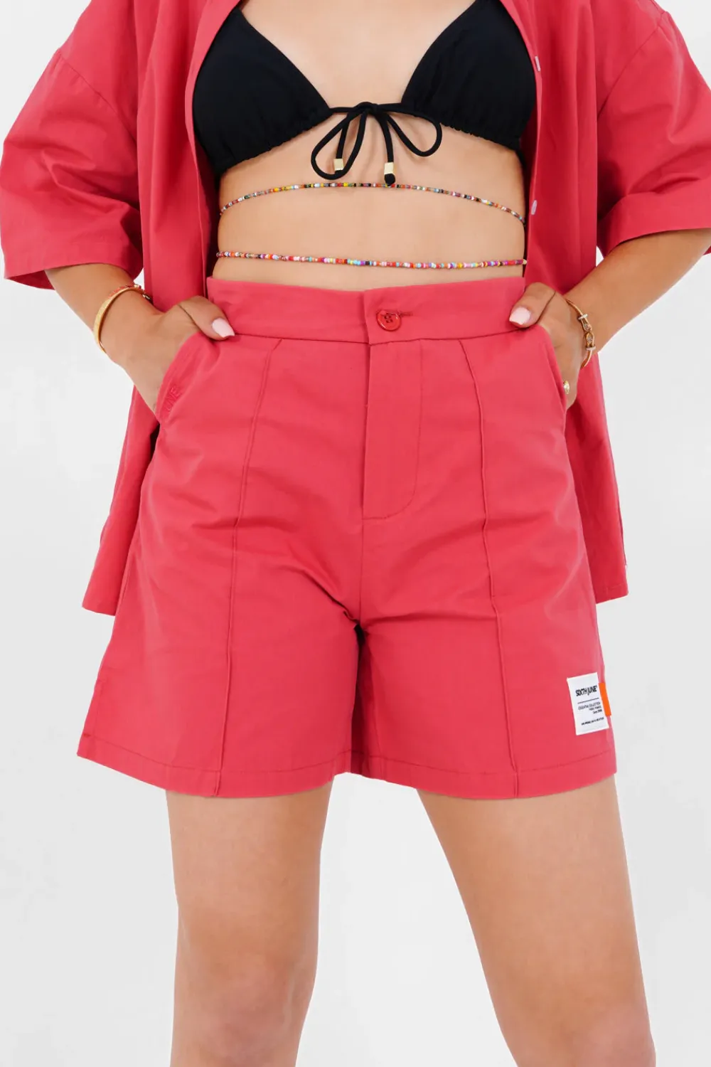 Femme Sixth June Shorts | Short Logo Brode Uni Rose