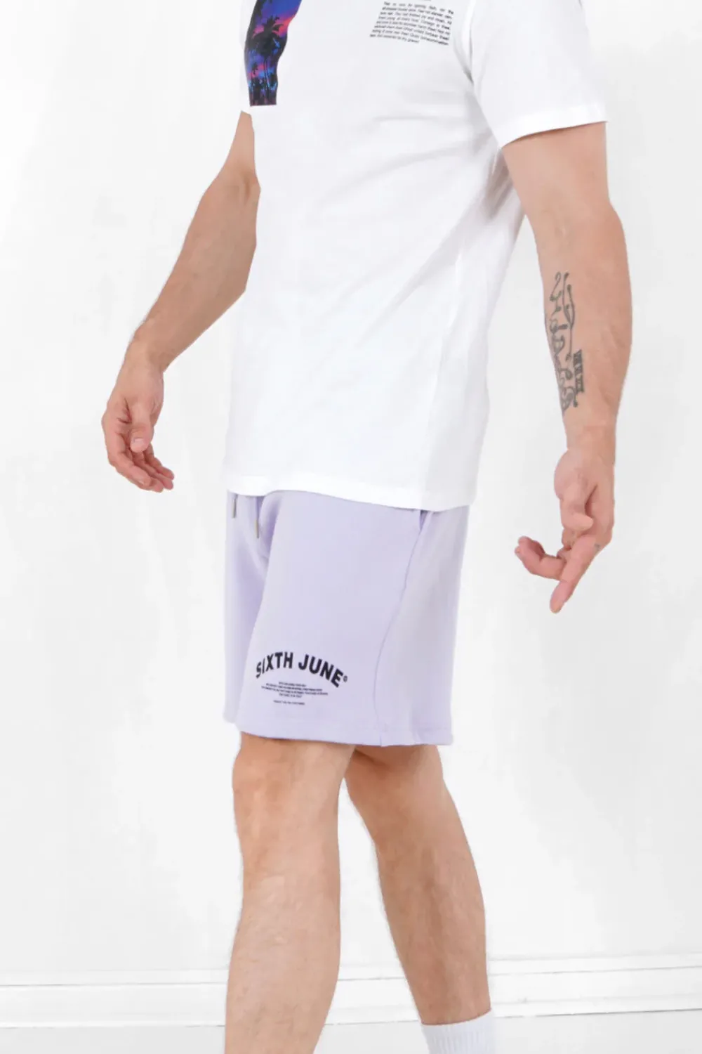 Homme Sixth June Shorts | Short Logo Incurvee Violet Clair