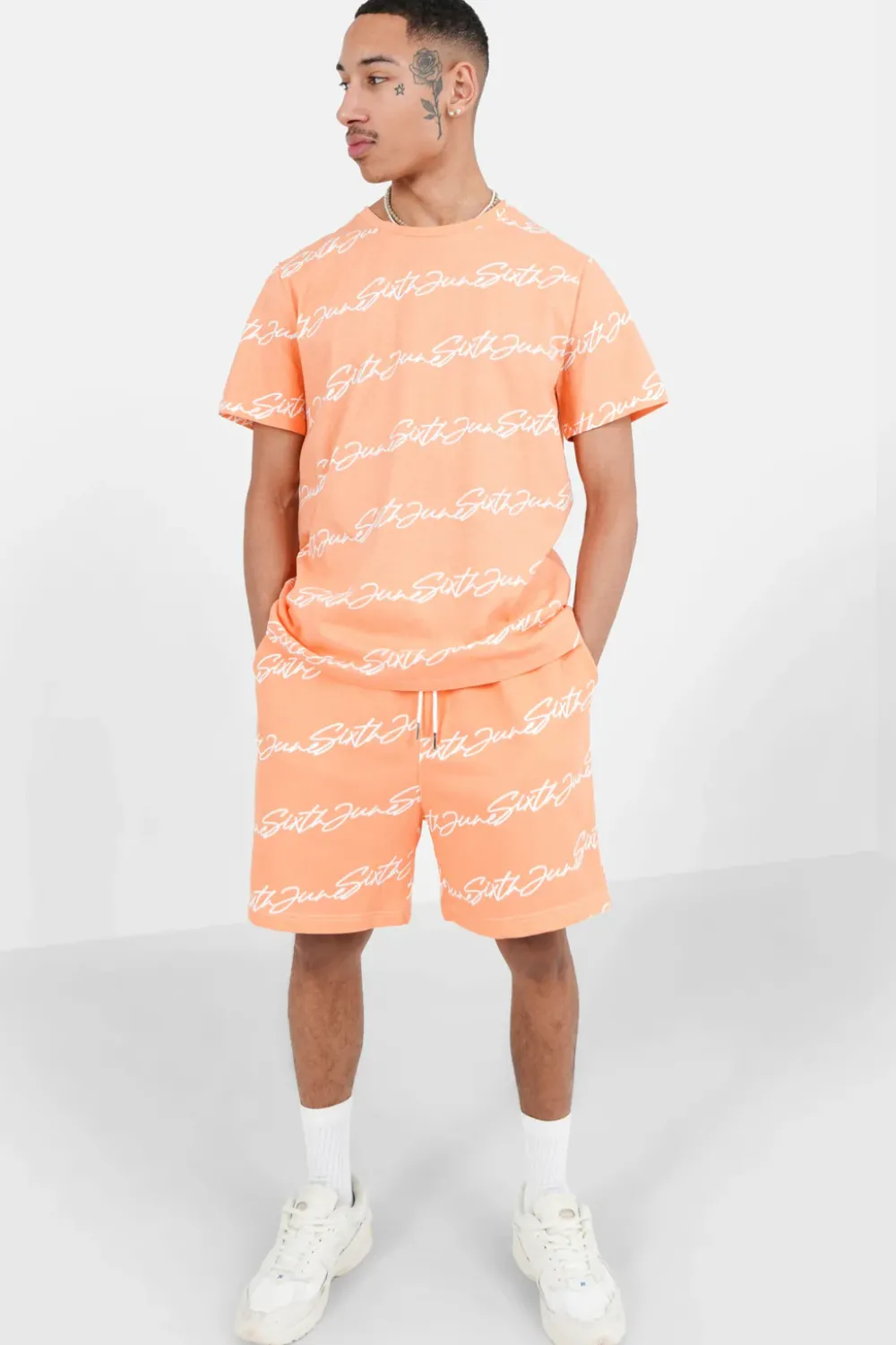 Homme Sixth June Shorts | Short Logo Signature Imprime Orange