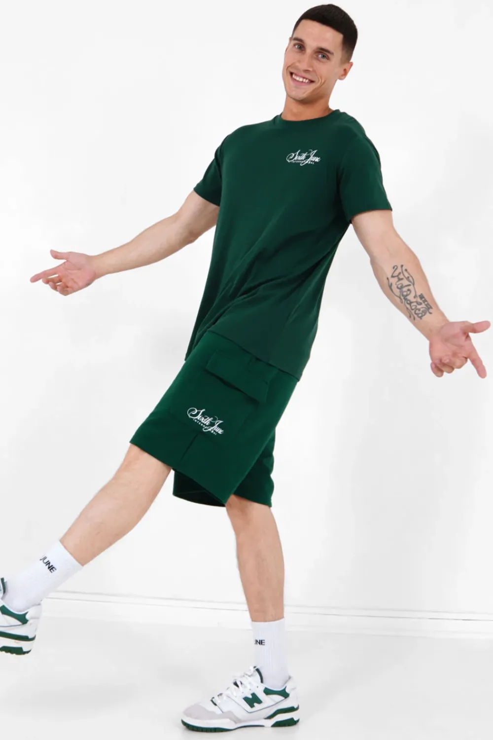 Homme Sixth June Shorts | Short Logo Signature Vert Fonce