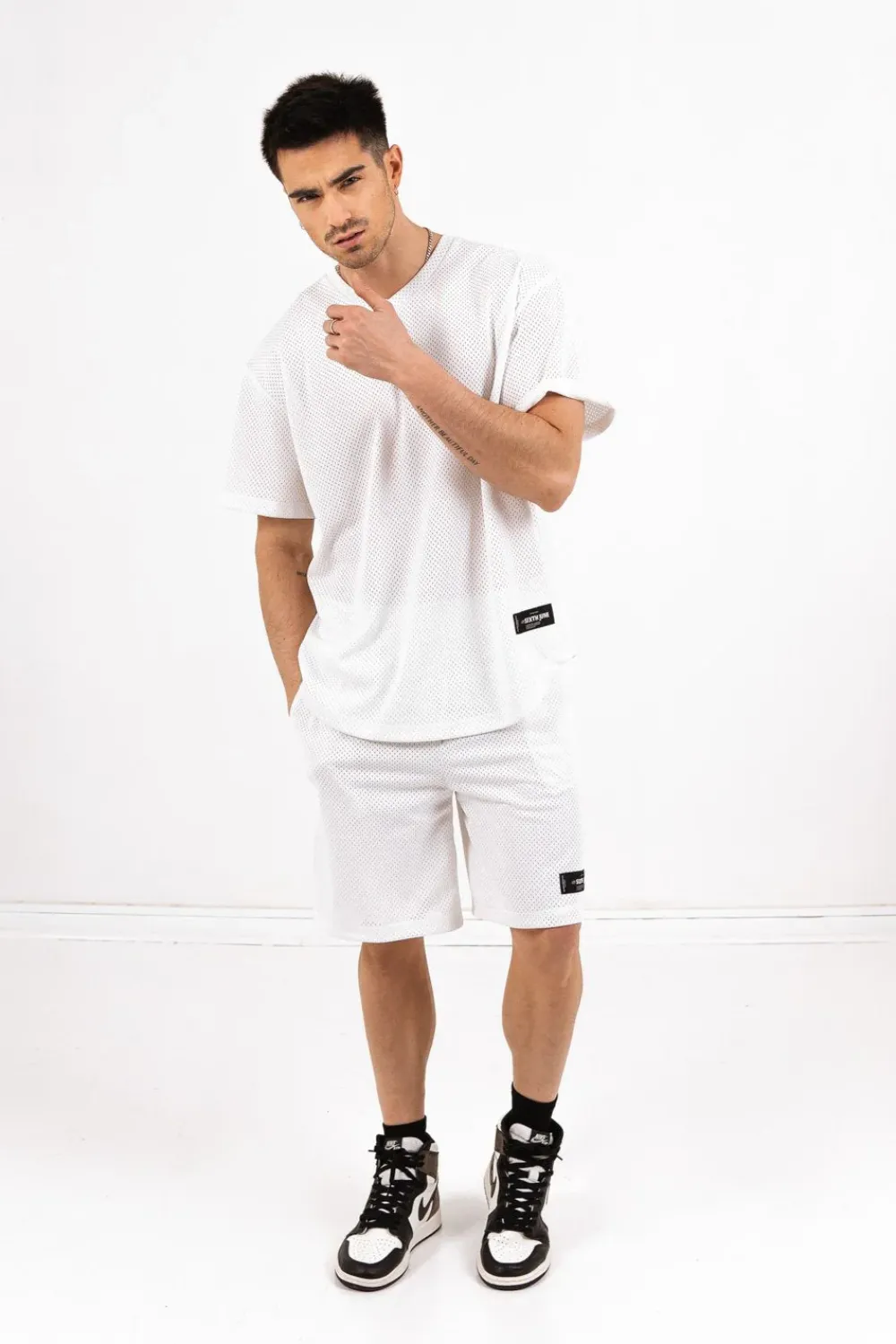 Homme Sixth June Shorts | Short Mesh Logo Blanc