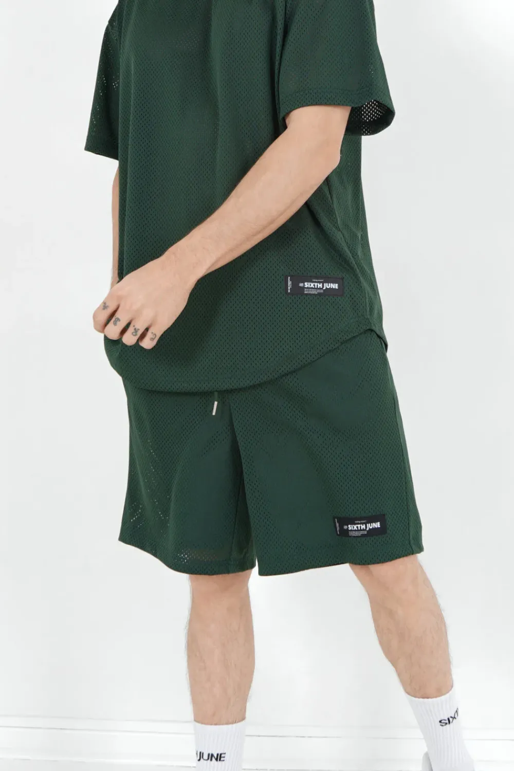 Homme Sixth June Shorts | Short Mesh Logo Vert Fonce