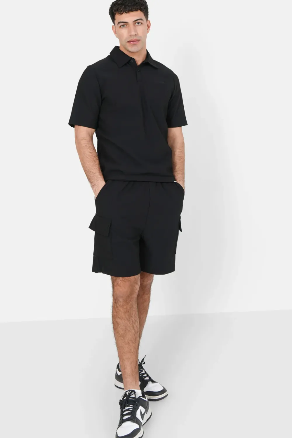 Homme Sixth June Shorts | Short Poches Cargo Plisse Noir