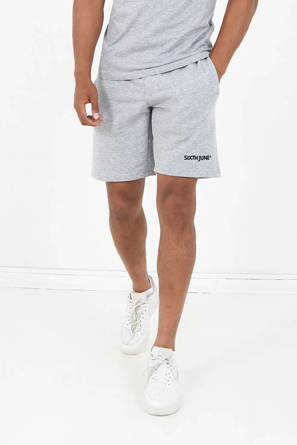 Homme Sixth June Shorts | Short Soft Logo Brode Gris