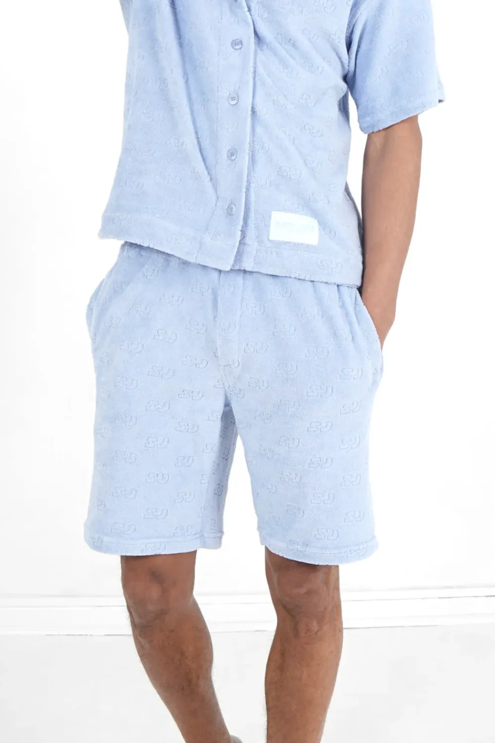 Homme Sixth June Shorts | Short Towel Monogramme Bleu Clair