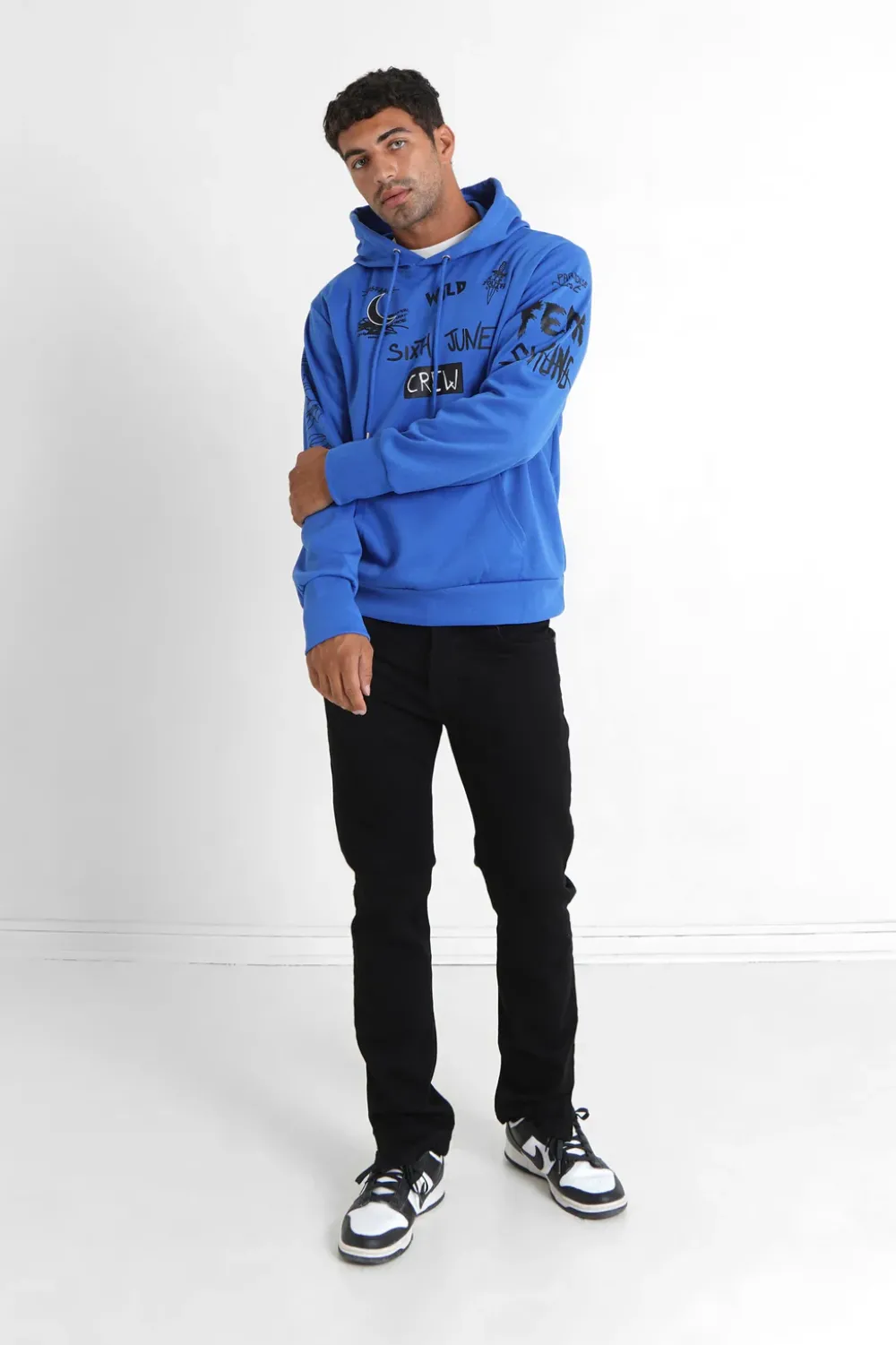 Homme Sixth June Sweats | Sweat A Capuche Crew Bleu Fonce