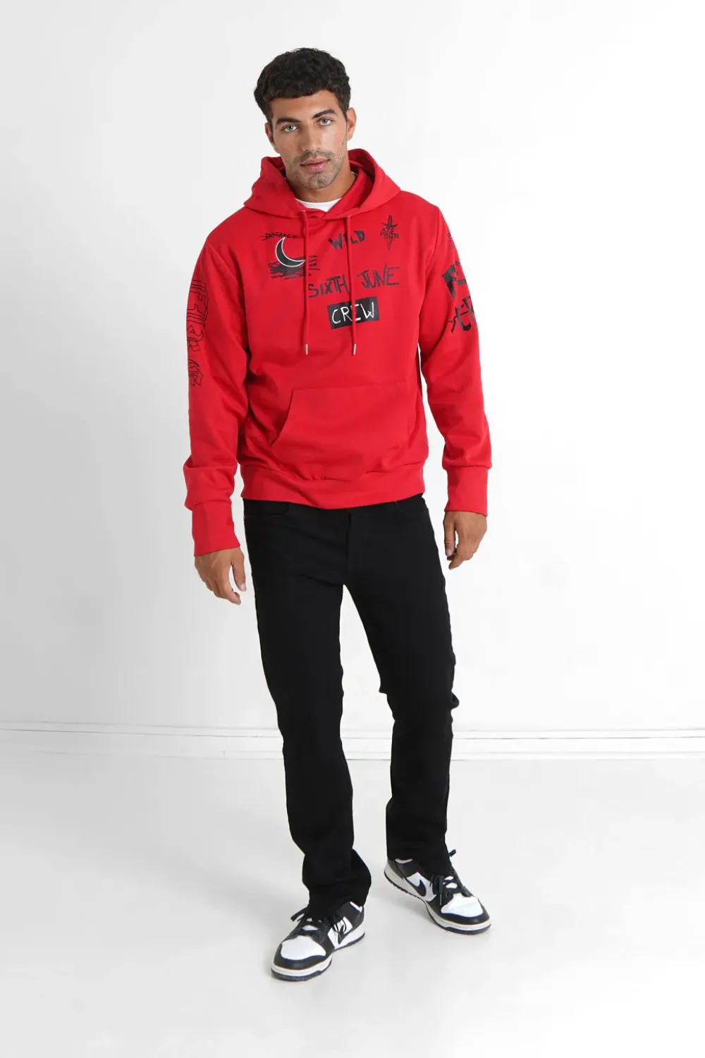 Homme Sixth June Sweats | Sweat A Capuche Crew Rouge